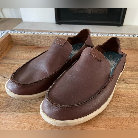 Olukai Nalukai Slip on Men’s Leather Shoes Size 9 Brown Boat Shoes main image 5